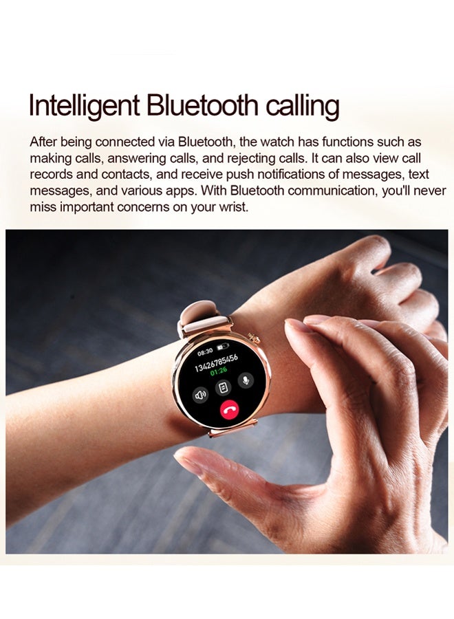 رولستيمي ساعة ذكية للاتصال بالبلوتوث ، شاشة كبيرة مقاس 1.6 بوصة ، 100 وضع رياضي، 150 + وجه ساعة قائم على السحابة ، إدارة صحية متعددة الأبعاد ، عمر بطارية قوي ، مناسب للنساء (ذهبي وردي) - Image 3
