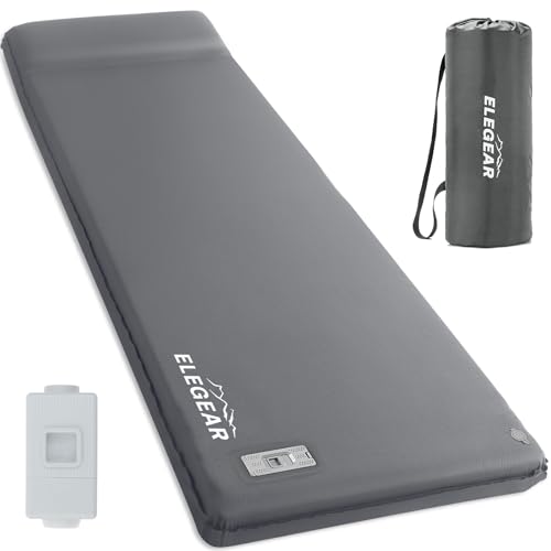 Elegear CumbreX Self Inflating Sleeping Pad Builtin Electric Pump 315 UltraThick Memory Foam Camping Mattress with Pillow Foam Sleeping Pad for Camping RValue 95 Foam Camping Pad for Travel - Image 1