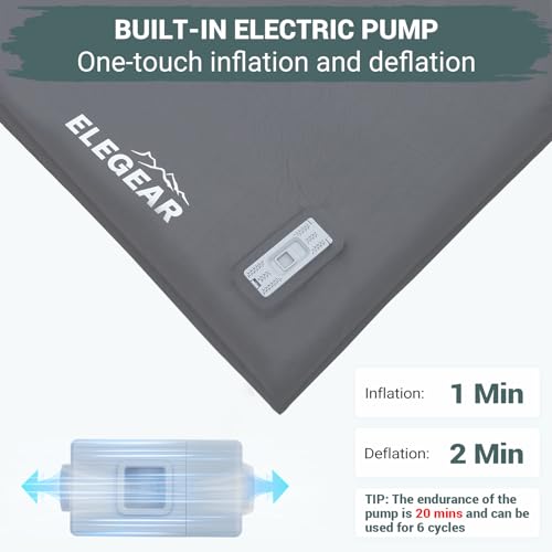 Elegear CumbreX Self Inflating Sleeping Pad Builtin Electric Pump 315 UltraThick Memory Foam Camping Mattress with Pillow Foam Sleeping Pad for Camping RValue 95 Foam Camping Pad for Travel - Image 3