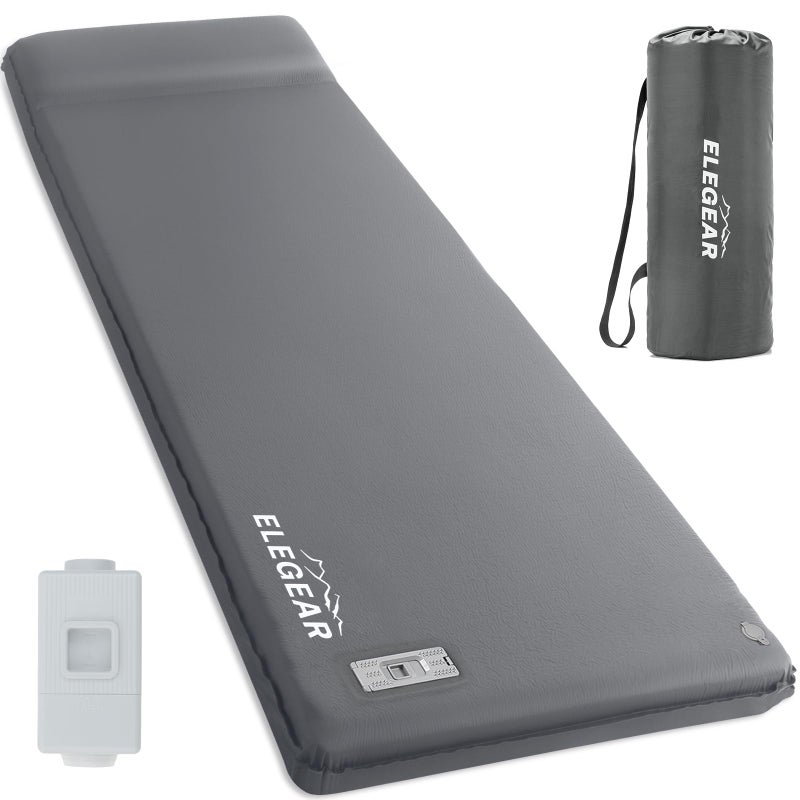 Elegear CumbreX Self Inflating Sleeping Pad Builtin Electric Pump 315 UltraThick Memory Foam Camping Mattress with Pillow Foam Sleeping Pad for Camping RValue 95 Foam Camping Pad for Travel - Image 2