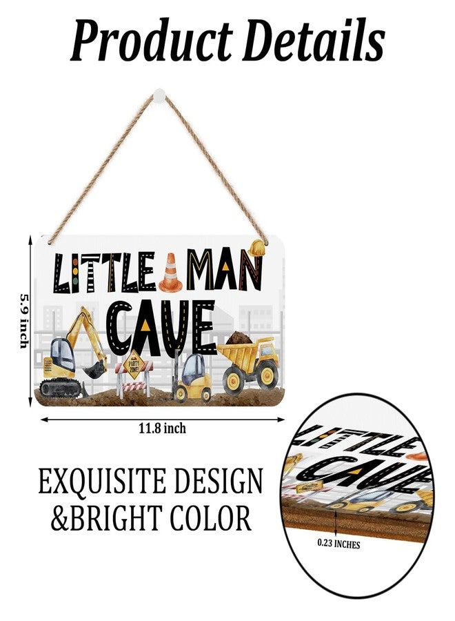 DHKG Little Man Cave Sign for Boys Construction Trucks Wooden Door Wall Hanging Nursery Decor Rustic Baby Room Toddler Boy Gamer Decor - Image 5
