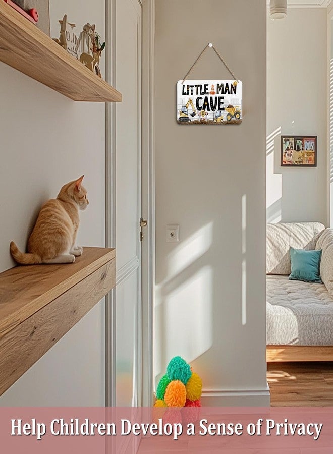 DHKG Little Man Cave Sign for Boys Construction Trucks Wooden Door Wall Hanging Nursery Decor Rustic Baby Room Toddler Boy Gamer Decor - Image 2