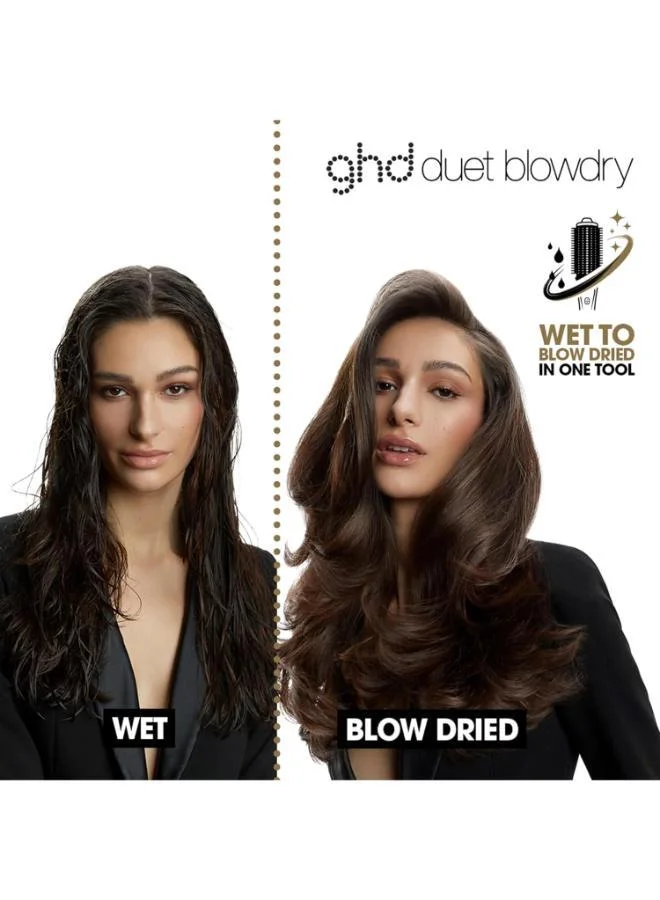 ghd  ghd Duet Blowdry-Hair Dryer Brush-Wet to Blow Dried with No Heat Damage, 3X More Volume, 24hr Long Lasting Results, Blow Dry with No Fizz, 50% More Shine, Black/White for Women | Best Price UAE