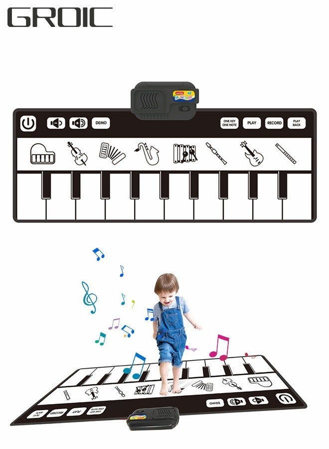 GROIC Kids Musical Mats with Music Sounds with 10 Keys, Musical Toys Toddler Music Piano Keyboard Dance Mat Carpet Touch Playmat Birthday Gift Toys for Baby Girls Boys - Image 1
