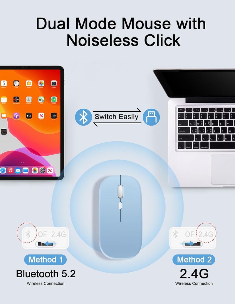 Nsyee Bluetooth Keyboard and Mouse, Universal Compact Wireless Keyboard, Rechargeable Portable Keyboard for iPad/Samsung/Tablet/iOS/Android/Windows, UK Layout - Image 4
