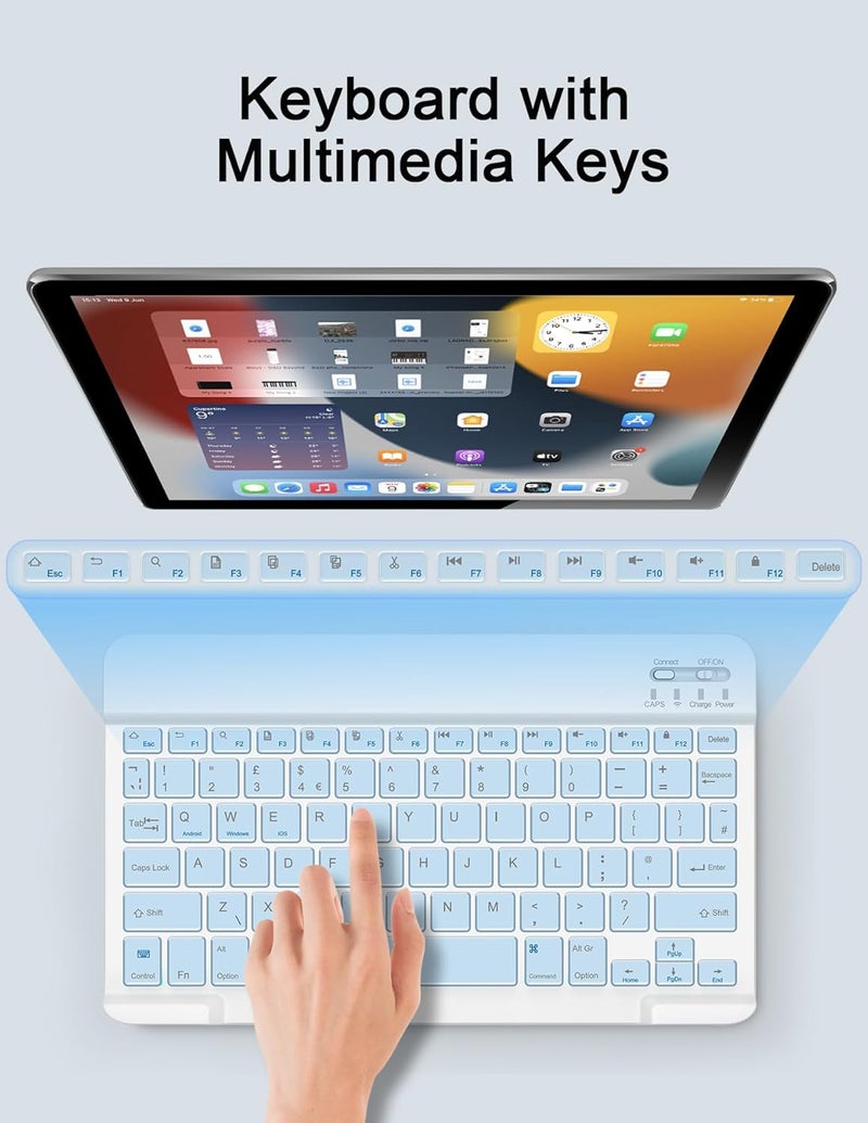 Nsyee Bluetooth Keyboard and Mouse, Universal Compact Wireless Keyboard, Rechargeable Portable Keyboard for iPad/Samsung/Tablet/iOS/Android/Windows, UK Layout - Image 3