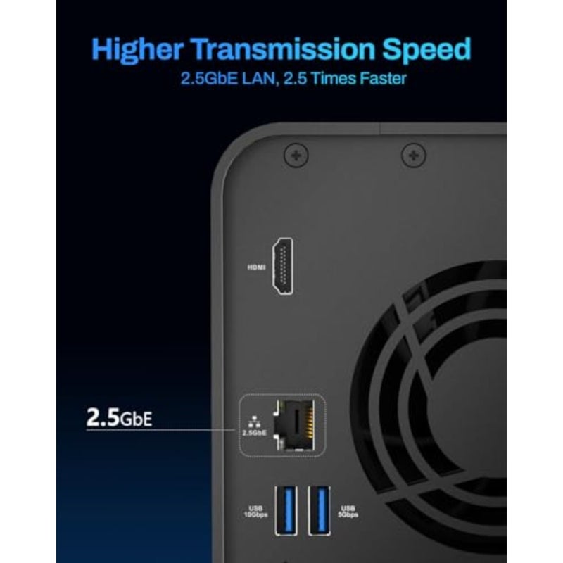 2-Bay NAS Storage Intel x86 Quad-Core CPU, 4GB RAM, 2.5GbE LAN, Network Attached Storage Multimedia Server for Home Users Diskless - Image 4