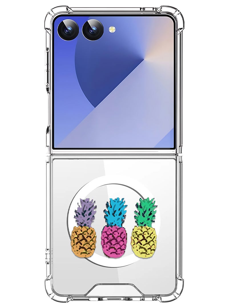 Theodor Magnetic Case for Samsung Galaxy Z Flip 7 Compatible with MagSafe Wireless Charging, Shockproof Phone Bumper Cover pineapple - Image 1