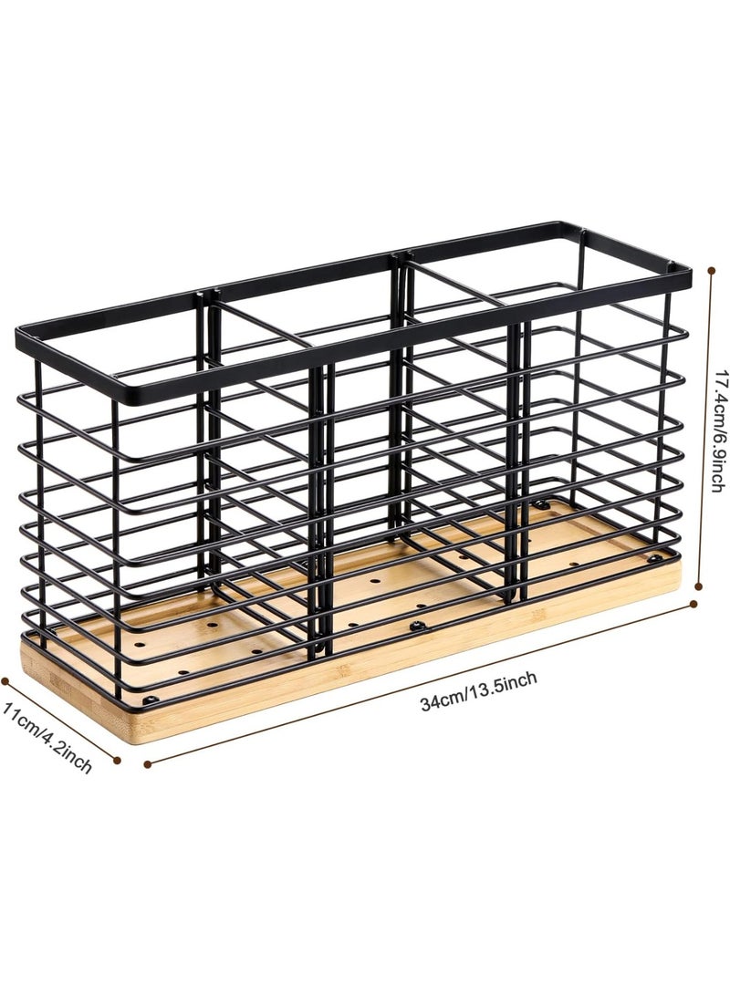 YelaJoy Utensil holder for Kitchen Counter- 13.5" x 4.2" x 6.9" Large Utensils Holder For Farmhouse Cooking, Utensil Caddy Spatula Holder (3 Compartments) - Image 2