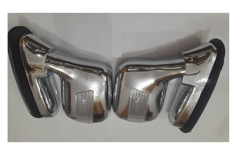 Autofetch Folex Car Bonnet Front Fender Rear Side Mirror Wide Angle View Mirror with Indicator Blue Light (Chrome) (Pack of 2) Compatible with Jeep Compass - Image 4