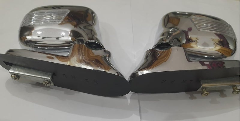 Autofetch Folex Car Bonnet Front Fender Rear Side Mirror Wide Angle View Mirror with Indicator Blue Light (Chrome) (Pack of 2) Compatible with Jeep Compass - Image 2