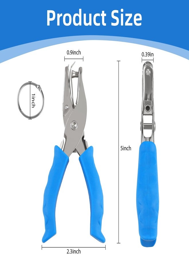 Oligei Single Hole Punch, 8 Sheet Capacity Hole Puncher, Paper Punch with 10P Binder Rings, Hole Puncher for Crafts, Scrapbooks (Blue) - Image 2