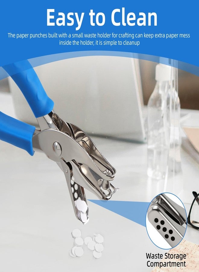 Oligei Single Hole Punch, 8 Sheet Capacity Hole Puncher, Paper Punch with 10P Binder Rings, Hole Puncher for Crafts, Scrapbooks (Blue) - Image 3