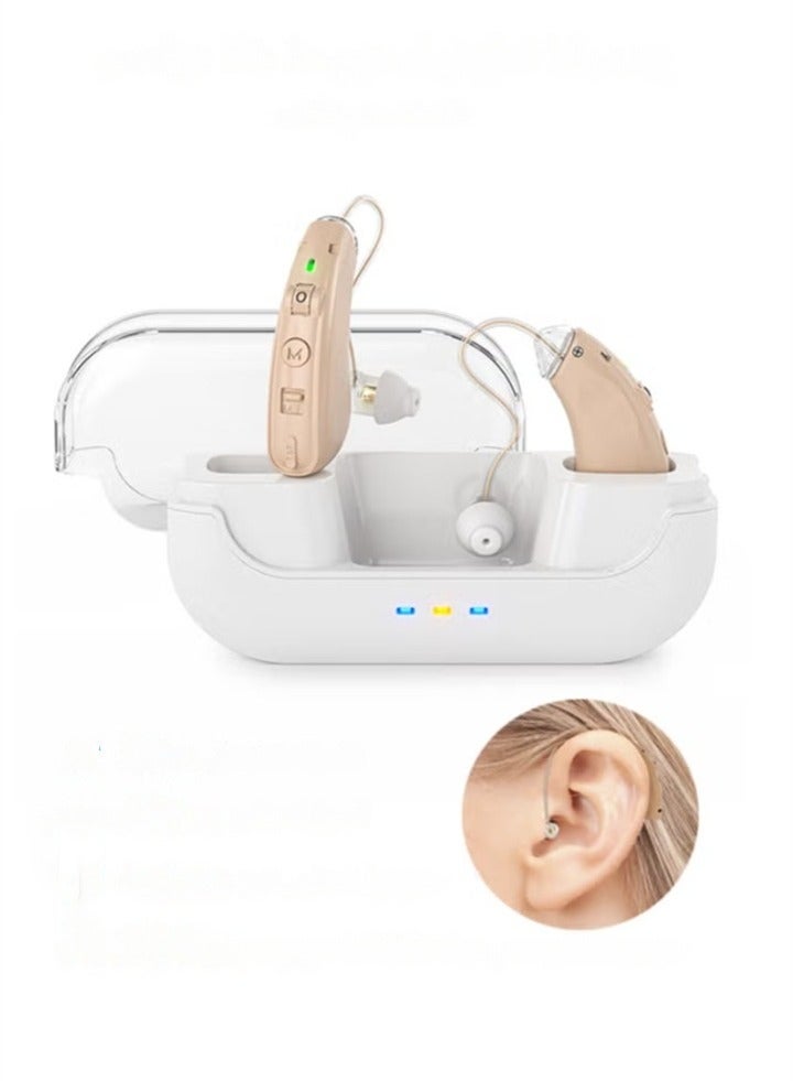 New rechargeable hearing aid for seniors with noise reduction, digital hearing aid for people with hearing loss, with charging case (skin color) - Image 1