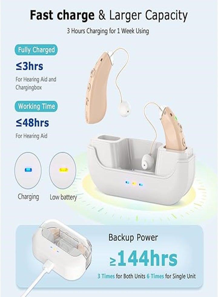 New rechargeable hearing aid for seniors with noise reduction, digital hearing aid for people with hearing loss, with charging case (skin color) - Image 2