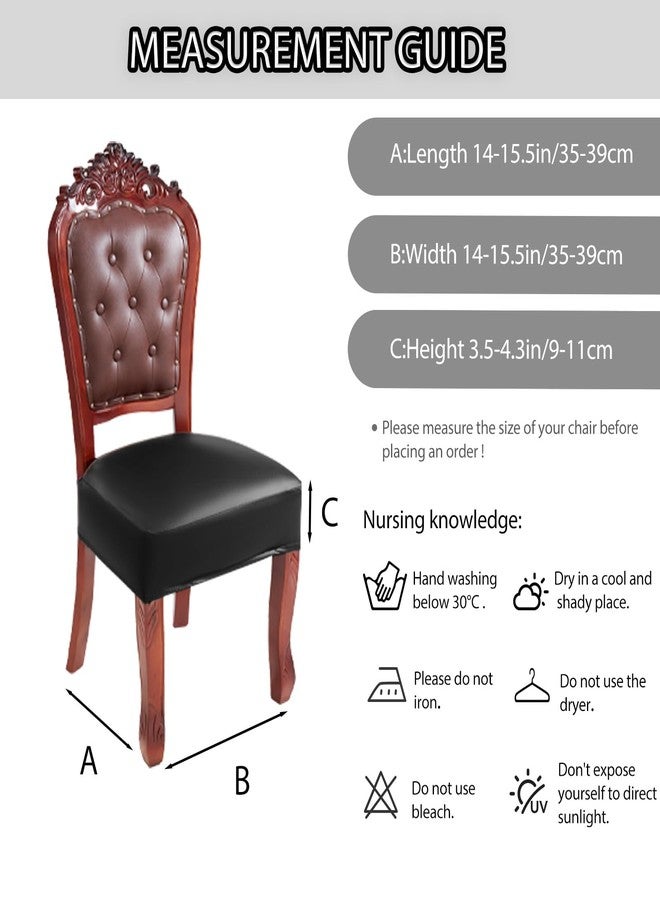 سي دبليو كي طقم أغطية كراسي طعام من الجلد الصناعي المقاوم للماء من CWK، مكون من قطعتين - أغطية قابلة للتمدد لمقاعد الكراسي، قابلة للإزالة والغسل، مناسبة لغرفة الطعام، المنزل، المكتب، حفلات الزفاف، أغطية خلفية (جلد صناعي - أسود) - Image 3