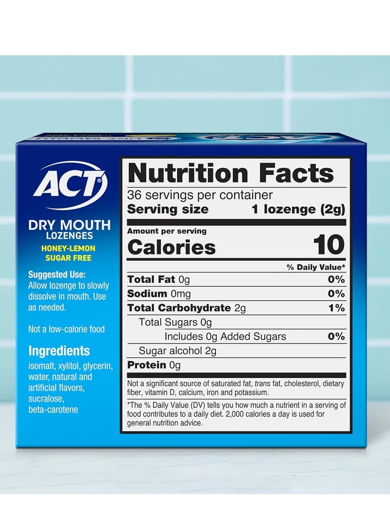 ACT Dry Mouth Lozenges With Xylitol, 36-Count, Sugar Free Honey-Lemon - Image 2