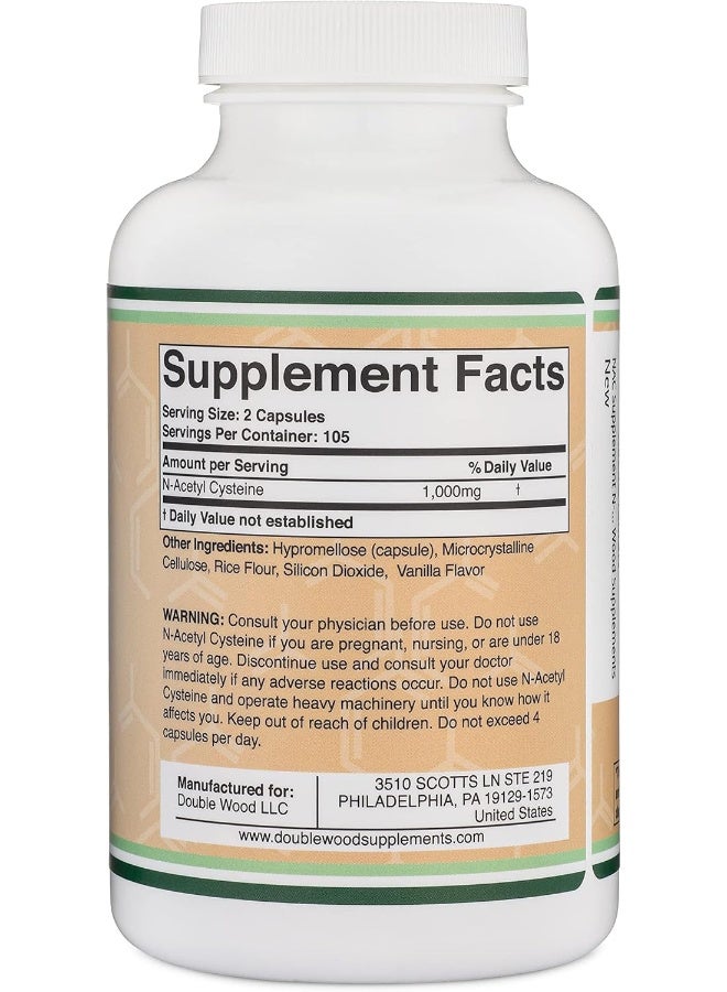 Double Wood Supplements NAC Supplement (N-Acetyl Cysteine) 1,000mg Per Serving, 210 Capsules (Third Party Tested, Manufactured in The USA) by Double Wood Supplements - Image 3