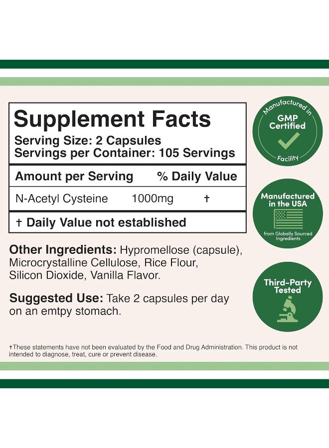 Double Wood Supplements NAC Supplement (N-Acetyl Cysteine) 1,000mg Per Serving, 210 Capsules (Third Party Tested, Manufactured in The USA) by Double Wood Supplements - Image 2