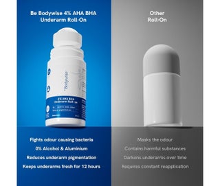 Be Bodywise 4% AHA BHA Underarm Roll On Deodorant | Watermelon Fragrance | With 1% Mandelic Acid, 2% Lactic Acid & Alpha Arbutin | Prevents Body Odour, Fades Pigmentation for Even Tone & Kills Bacteria | Alcohol & Aluminum Free | 50 ml - view 3