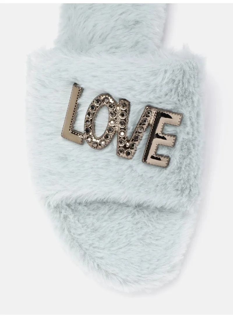 ZORIWORLD  Butterlove Chic Indoor Slipper Slides Soft Vegan Fur & Lightweight Cushioned Sole with Love Design for Women | Best Price UAE