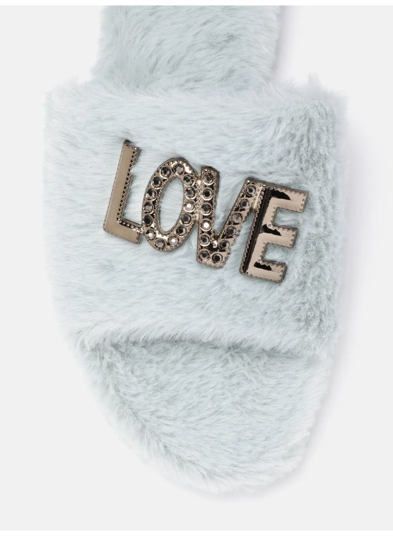 ZORIWORLD Butterlove Chic Indoor Slipper Slides Soft Vegan Fur & Lightweight Cushioned Sole with Love Design - Image 2