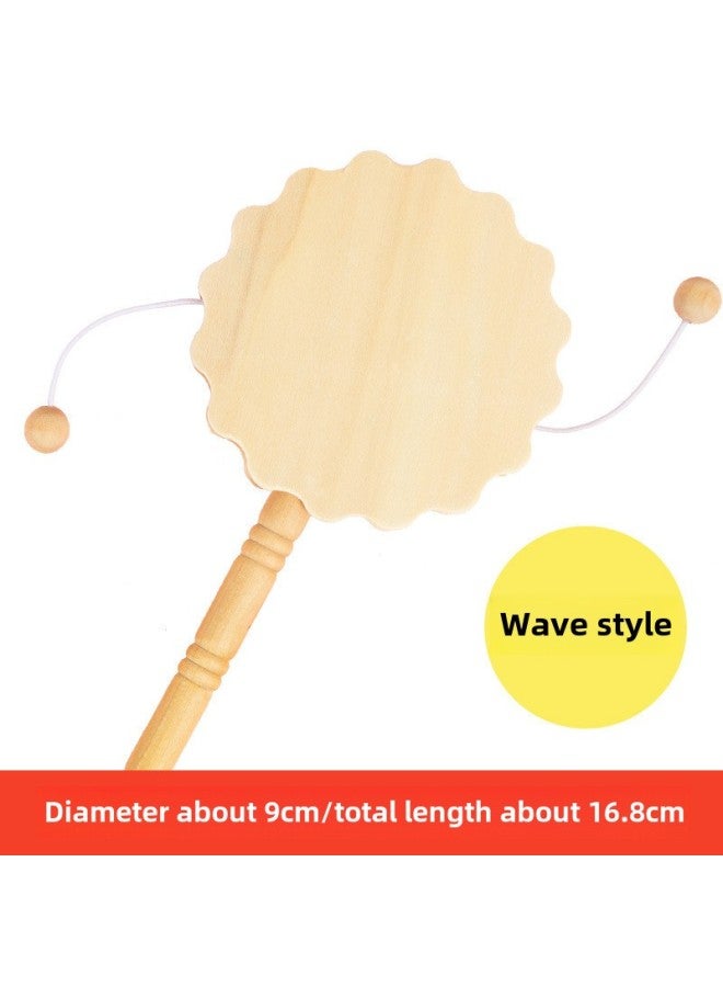 Children's Wooden White Blank Rattle Kindergarten Handmade Diy Coloring White Mold Sand Hammer Rattle Orff Toy-Color:White Embryo Rattle ] - Image 1