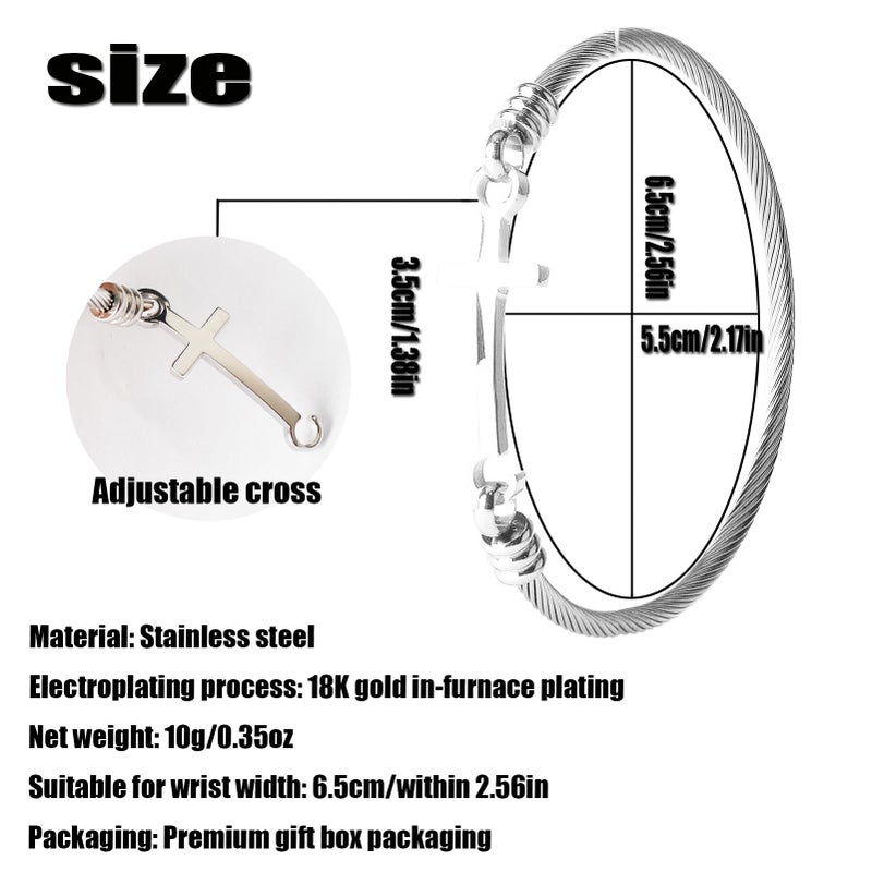 DS Religious Gift for Her Christian Cross Bracelet Bible Verse God is Within Her She Will Not Fall Inspirational Bracelets For Women Stainless Steel Jewelry Gift To Daughter Best Friend (Silver 2) - Image 2