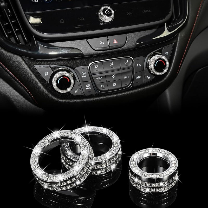 TOMALL Bling AC Air Conditioning Switch Cover Compatible with Chevy Equinox Malibu Trim Centre Console Climate Knob Cap Bling Interior Accessories for Car - Image 1