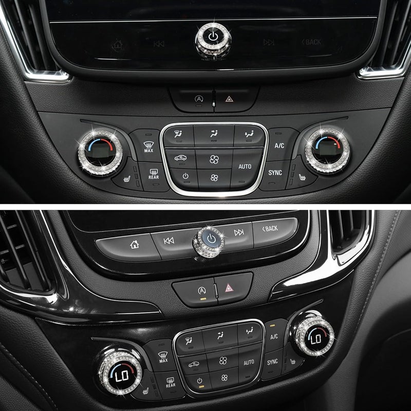 TOMALL Bling AC Air Conditioning Switch Cover Compatible with Chevy Equinox Malibu Trim Centre Console Climate Knob Cap Bling Interior Accessories for Car - Image 4
