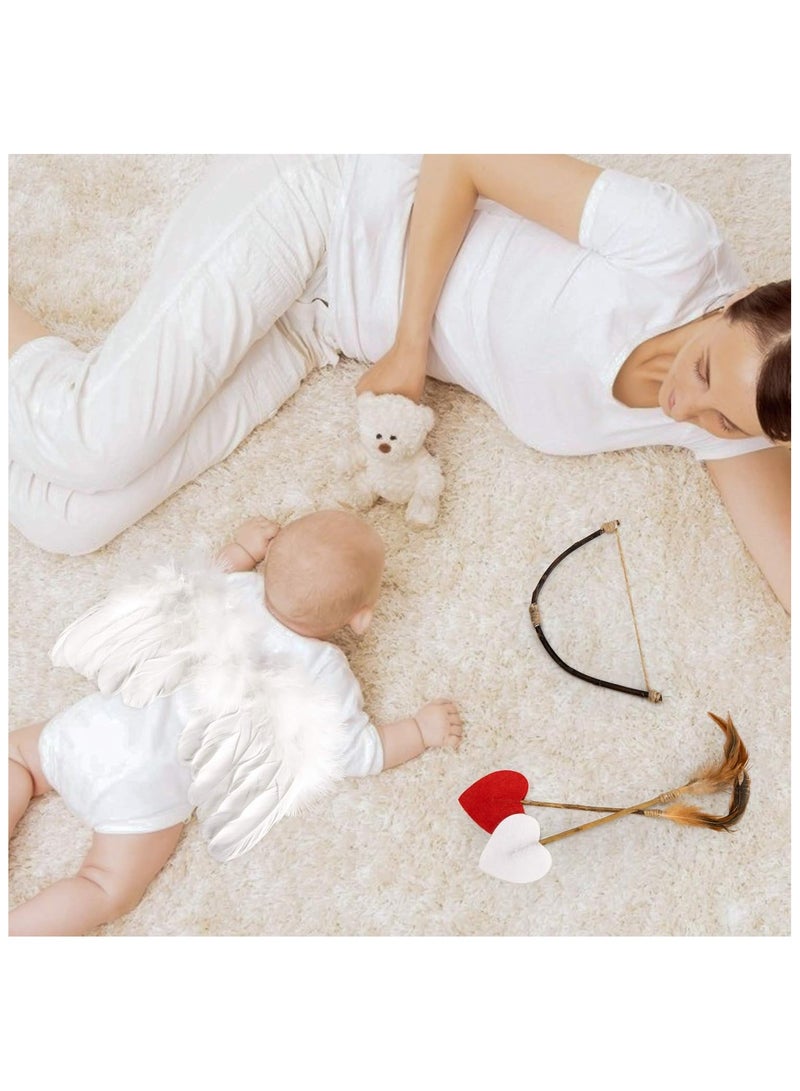 Baby Wings Newborn Baby Lovely White Feather Angel Wings with Headband Bow Swords Infant Cupid Costume Photo Prop Outfit Easter April Fools Day Gift - Image 4
