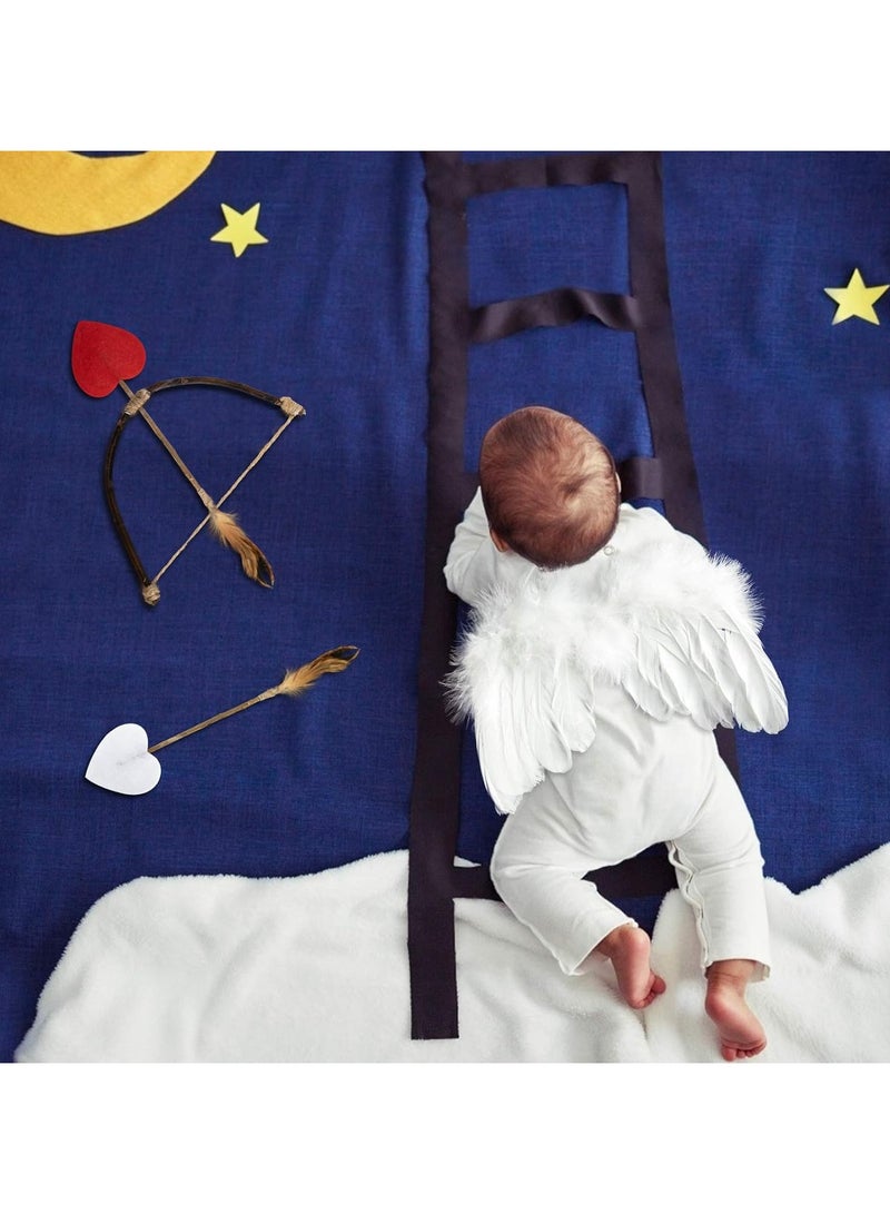Baby Wings Newborn Baby Lovely White Feather Angel Wings with Headband Bow Swords Infant Cupid Costume Photo Prop Outfit Easter April Fools Day Gift - Image 5