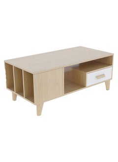 DANUBE HOME Renzo Coffee Table 2-Tier with Drawer Multifunctional Center Table Rectangular Modern Furniture For Living Room Natural Oak 50x100x40 cm  - Image 3