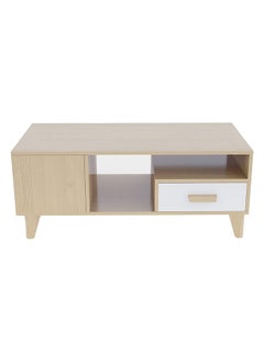 DANUBE HOME Renzo Coffee Table 2-Tier with Drawer Multifunctional Center Table Rectangular Modern Furniture For Living Room Natural Oak 50x100x40 cm  - Image 4