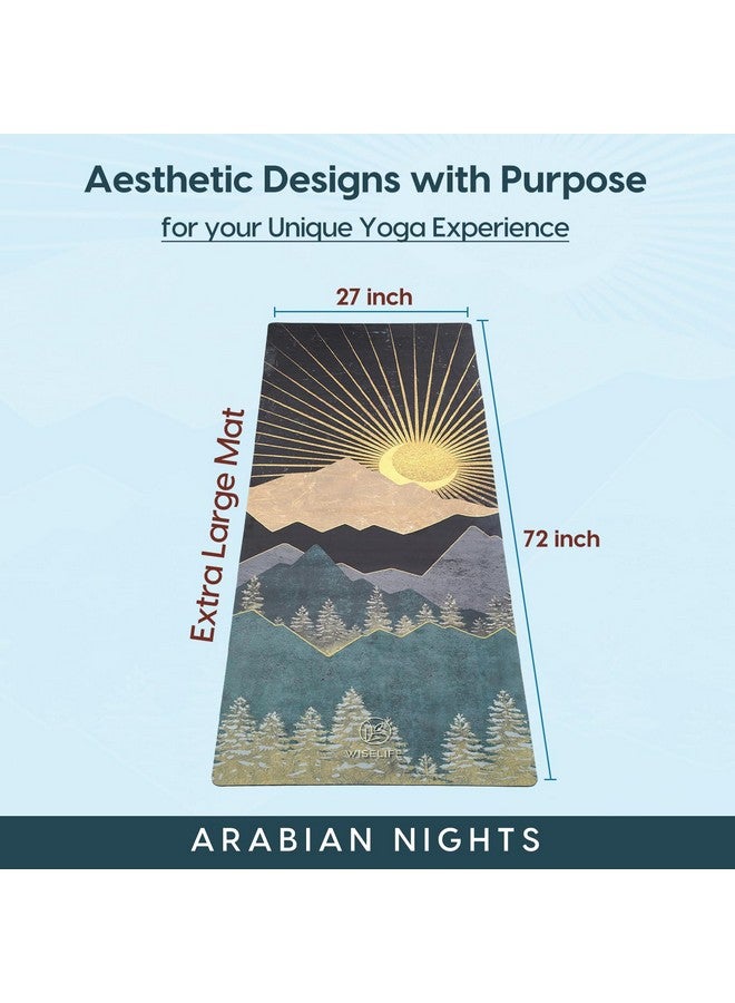 Wiselife PU Natural Rubber Yoga Mat + Carry Strap | Extra Thick Extra Long Extra Wide Exercise floor mat for Gym, Workout, Fitness, Yoga and Pilates | Arabian Night - 6mm - Image 3