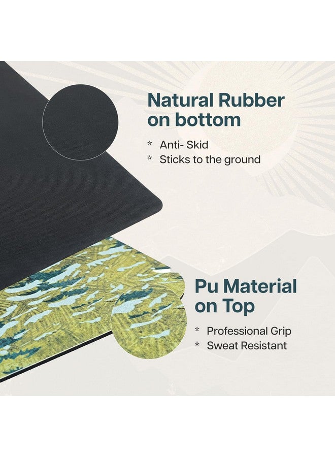 Wiselife PU Natural Rubber Yoga Mat + Carry Strap | Extra Thick Extra Long Extra Wide Exercise floor mat for Gym, Workout, Fitness, Yoga and Pilates | Arabian Night - 6mm - Image 2