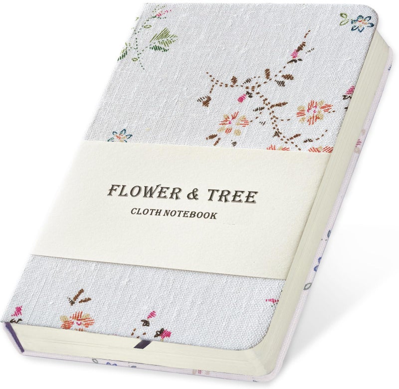 ipoul Pocket Journal, Floral Linen Notebook, Similar Embroidered, A6 Notebook, 4x6 Journal, Lay Flat, Hardcover, Lined & Unlined Sketchbook, White - Image 1