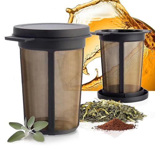 Finum Reusable Stainless Steel Coffee and Tea Infusing Mesh Brewing Basket Large Black