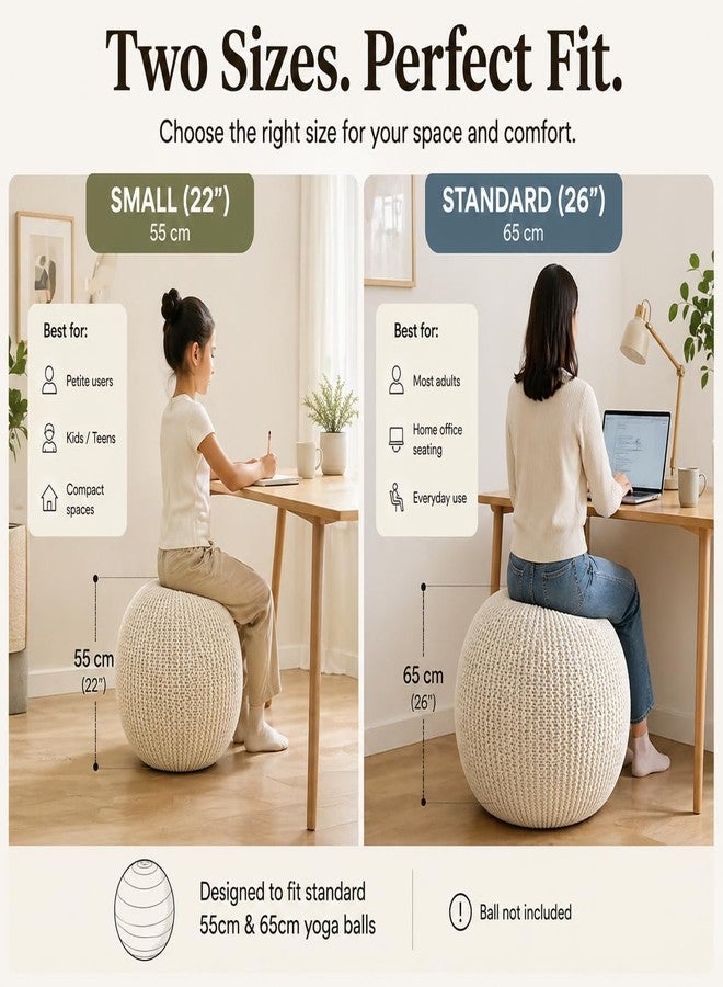 ART pinecone Yoga Ball Cover for 55cm & 65cm Ball - Woven Cotton Rope Cover for Birthing, Stability, Fitness & Home Office Seating (Warm Ivory) - Image 3