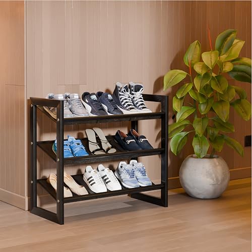 Lifelong Shoe Rack for Home | 3-Tier Multipurpose Storage Wire Mesh Stand| Ideal for 9 Shoe Pairs|Space Saving Organiser for All Footwear Like Slippers & Sneakers |Durable with Metal Finish - Black - Image 1