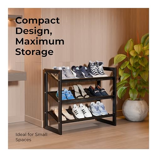 Lifelong Shoe Rack for Home | 3-Tier Multipurpose Storage Wire Mesh Stand| Ideal for 9 Shoe Pairs|Space Saving Organiser for All Footwear Like Slippers & Sneakers |Durable with Metal Finish - Black - Image 3