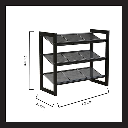 Lifelong Shoe Rack for Home | 3-Tier Multipurpose Storage Wire Mesh Stand| Ideal for 9 Shoe Pairs|Space Saving Organiser for All Footwear Like Slippers & Sneakers |Durable with Metal Finish - Black - Image 5