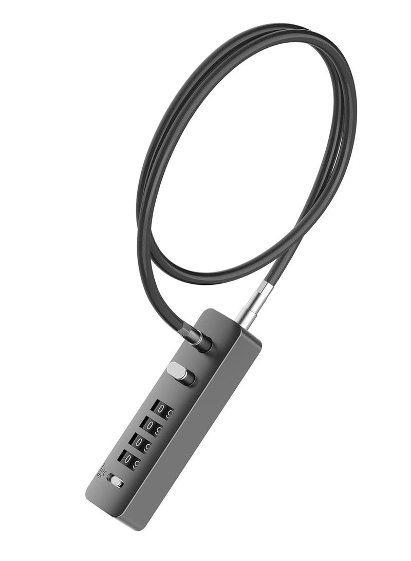 Combination Lock Cable Security Steel Cable Luggage Lock Weatherproof with Resettable Code, Braided Steel Coated Anti-Theft Cable Lock, Luggage Suitcase Gun Case Toolbox Helmet Gray 2.3Feet 5 mm - Image 1