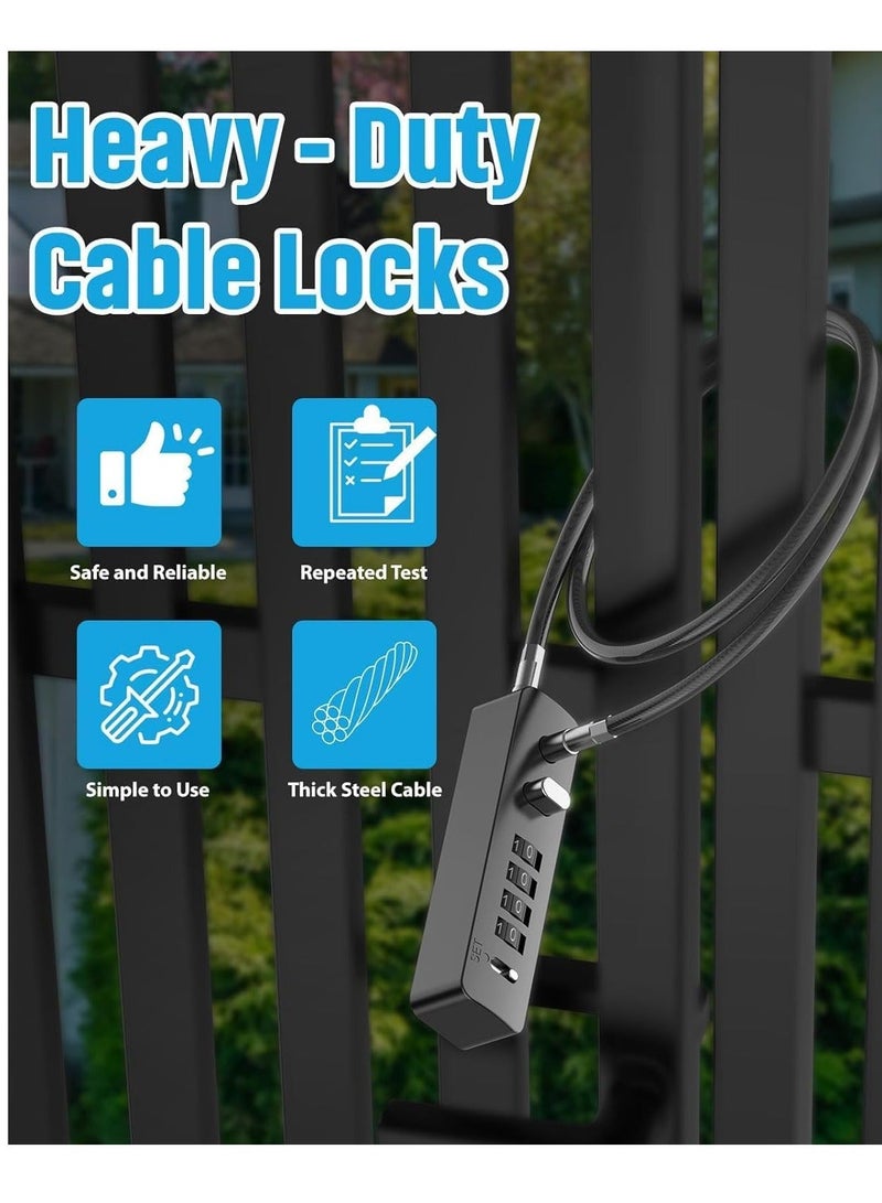 Combination Lock Cable Security Steel Cable Luggage Lock Weatherproof with Resettable Code, Braided Steel Coated Anti-Theft Cable Lock, Luggage Suitcase Gun Case Toolbox Helmet Gray 2.3Feet 5 mm - Image 3