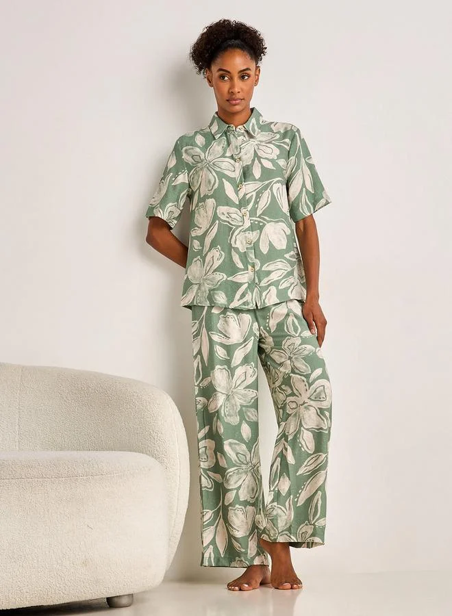 سبلاش فيڤ Coord Set with Shirt & Wide Leg Pants