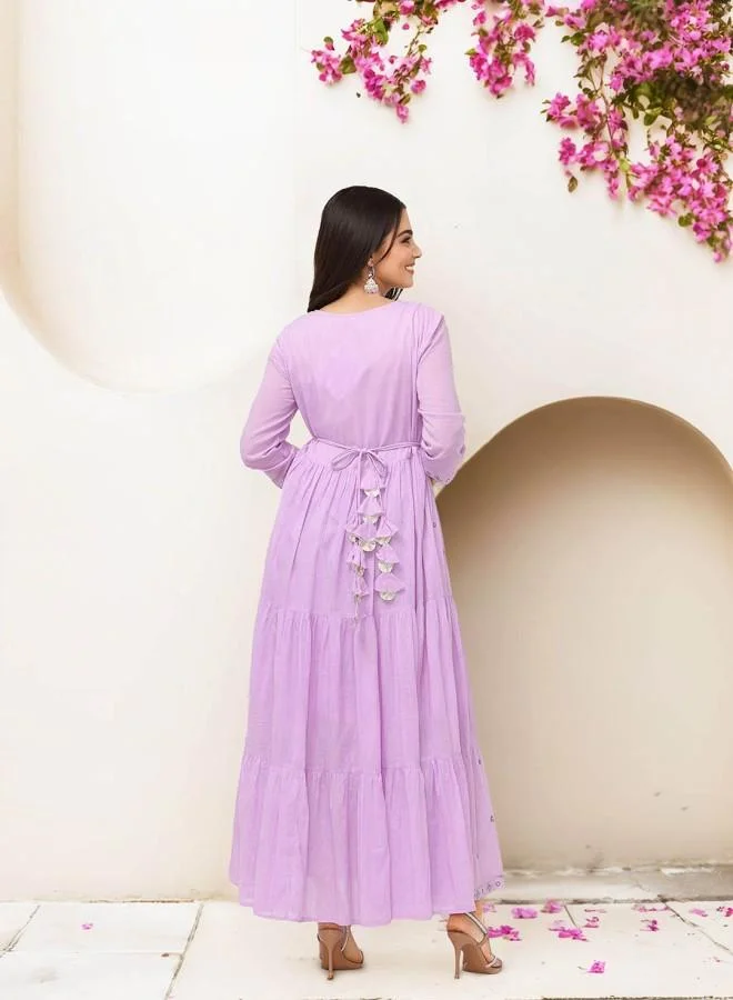 ISHIN Tiered Embroidered Dress
