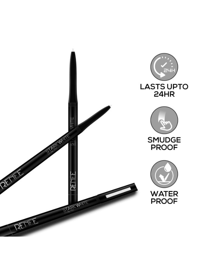 RENEE Kajal Pen with Sharpener - Stark White | 24 Hrs Stay | Long Lasting Kohl Pencil | Matte Finish | Rich Color Payoff | Smudge & Waterproof | One Swipe Application Formula | 0.35gm - Image 5