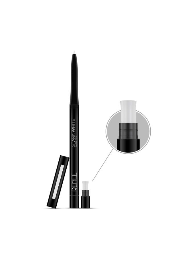 RENEE Kajal Pen with Sharpener - Stark White | 24 Hrs Stay | Long Lasting Kohl Pencil | Matte Finish | Rich Color Payoff | Smudge & Waterproof | One Swipe Application Formula | 0.35gm - Image 4