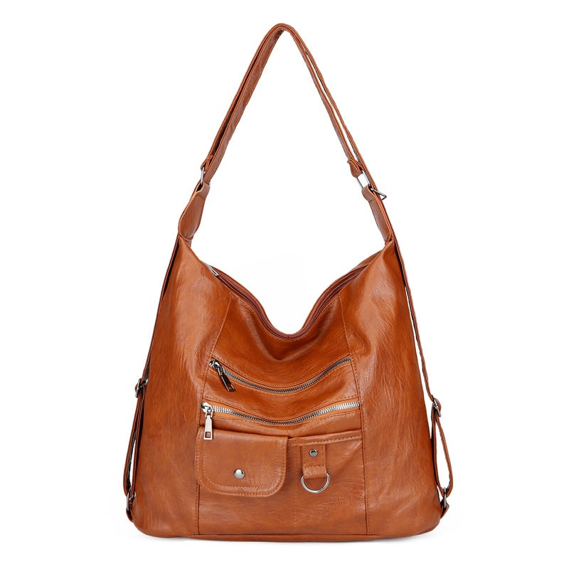 New PU Womens Fashion Backpack Retro Casual 3-in-1 Brown