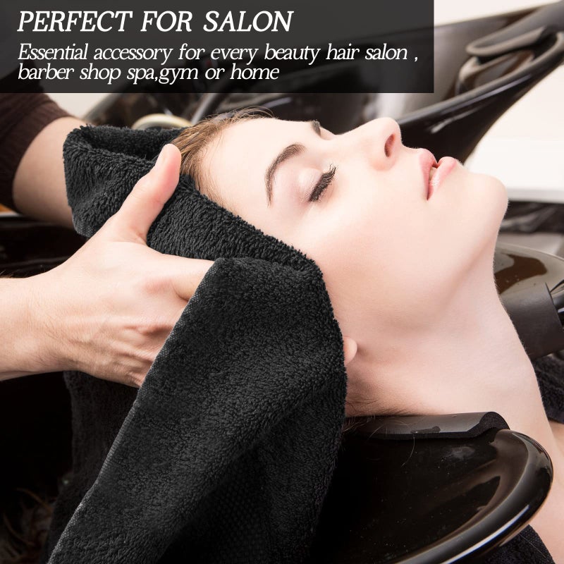 Shimeyao 48 Pack Bleach Proof Towels 16x 26inch Microfiber Absorbent Hair Towels Bulk Bleach Salon Hand Drying Cloth for Gym Bath Spa Shaving Shampoo Home(Black) - Image 5